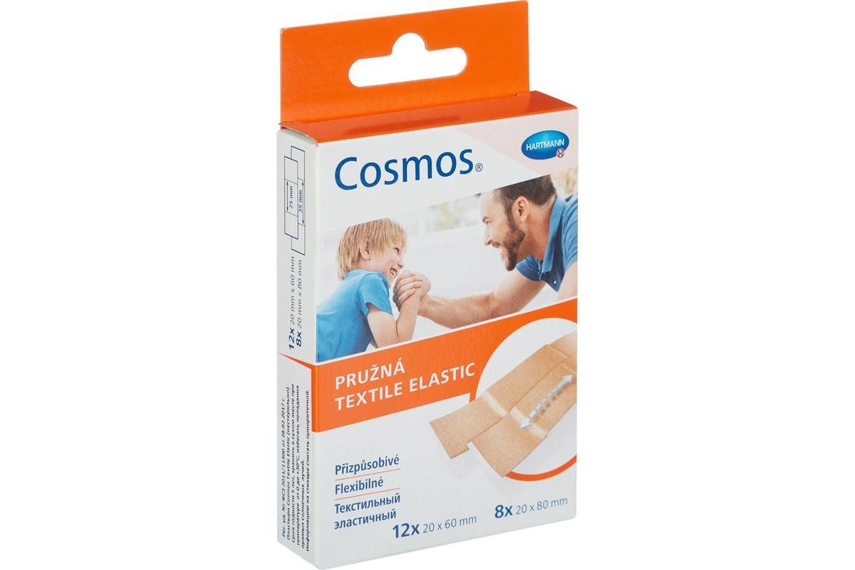 Пластырь текстильный эластичный Cosmos Textile Elastic, набор 20 шт