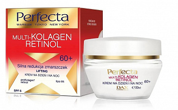 Крем для лица на день и ночь Perfecta Multi-Collagen Retinol сильное сокращение морщин и лифтинг 60+, 50 мл