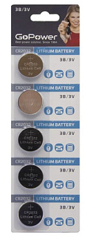 Батарейка литиквая GoPower CR2032 3V LITHIUM BL5